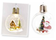 BOLA NATAL DECORADA LED 8CM SORTIDO