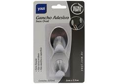 GANCHO ADESIVO INOX OVAL C/2
