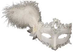 MASCARA CARNAVAL LUXO NOIVA C/PLUMA F-09