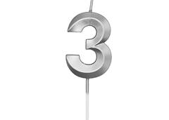 VELA ANIVERSARIO N°3 MINI DESIGN PRATA