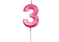 VELA ANIVERSARIO N°3 MINI DESIGN ROSA