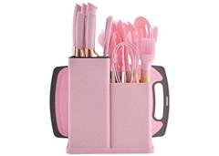 JOGO UT.COZINHA SILICONE C/18 PCS ROSA