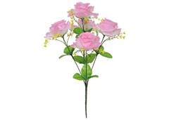 BOUQUET ROSA CETIM X5 37CM ROSA