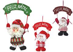 PAPAI NOEL TECIDO PENDURA PLACA 32CM EST