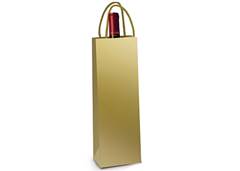SACOLA P/GARRAFA METALIZADA OURO 35X13CM