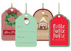 TAG NATALINO JOYFUL 5X8CM SORT C/12