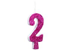 VELA ANIVERSARIO N°2 GLITTER PINK C/1