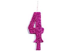 VELA ANIVERSARIO N°4 GLITTER PINK C/1