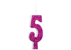 VELA ANIVERSARIO N°5 GLITTER PINK C/1
