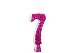VELA ANIVERSARIO N°7 GLITTER PINK C/1