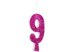 VELA ANIVERSARIO N°9 GLITTER PINK C/1
