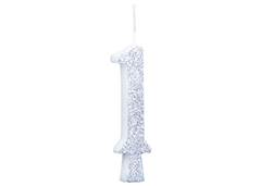 VELA ANIVERSARIO N°1 GLITTER PRATA C/1
