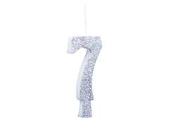 VELA ANIVERSARIO N°7 GLITTER PRATA C/1