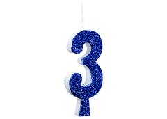 VELA ANIVERSARIO N°3 GLITTER AZUL C/1