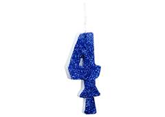 VELA ANIVERSARIO N°4 GLITTER AZUL C/1