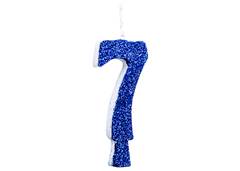 VELA ANIVERSARIO N°7 GLITTER AZUL C/1
