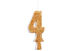 VELA ANIVERSARIO N°4 GLITTER DOURADA C/1