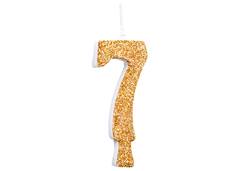 VELA ANIVERSARIO N°7 GLITTER DOURADA C/1