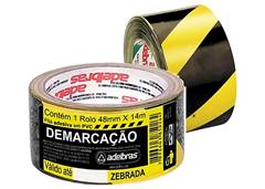 FITA PARA DEMARCACAO SOLO AMARELA E PRETA 48MMX14M