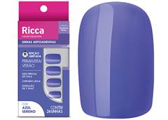 UNHAS POSTICAS RICCA COM 24 AUTOADESIVAS AZUL SERENO