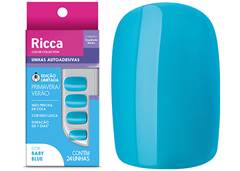 UNHAS POSTICAS RICCA COM 24 AUTOADESIVAS BABY BLUE