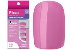UNHAS POSTICAS RICCA COM 24 AUTOADESIVAS BABY PINK
