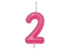VELA ANIVERSARIO N°2 ROSA NEON