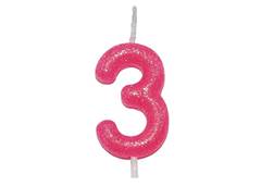 VELA ANIVERSARIO N°3 ROSA NEON