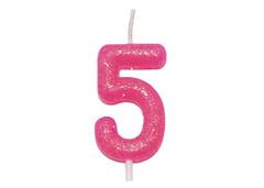 VELA ANIVERSARIO N°5 ROSA NEON