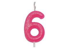VELA ANIVERSARIO N°6 ROSA NEON