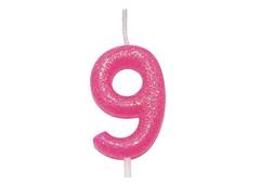 VELA ANIVERSARIO N°9 ROSA NEON
