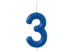 VELA ANIVERSARIO N°3 AZUL NEON