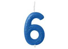 VELA ANIVERSARIO N°6 AZUL NEON