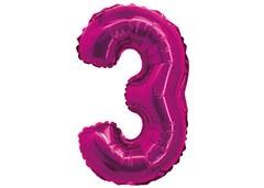 BALAO METALIZADO N-3 COM CANUDO 16'' ROSA