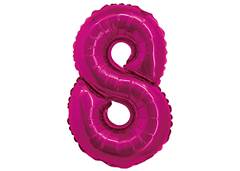 BALAO METALIZADO N-8 COM CANUDO 16'' ROSA