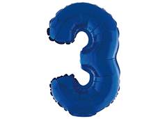 BALAO METALIZADO N-3 COM CANUDO 16'' AZUL
