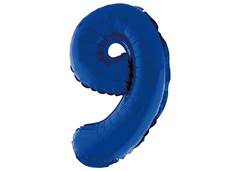 BALAO METALIZADO N-9 COM CANUDO 16'' AZUL