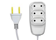 EXTENSAO ELETRICA ILUMI 4,5 METROS 2PINOS 3ENTRADAS BRANCA