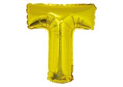 BALAO METALIZADO LETRA T 16'' DOURADO