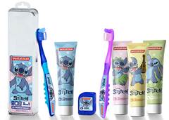 ESCOVA DENTAL + FIO 20M + GEL MORANGO 50G STITCH