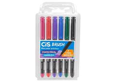 CANETA MARCADOR BRUSH C/6 CORES SORTIDO