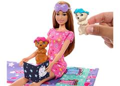 BONECA BARBIE FESTA DO PIJAMA COM CACHORRO