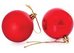 BOLA NATAL TUBO MISTA 8CM C/5 VERMELHA