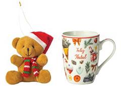 CANECA 300ML+PELUCIA 10CM NATALINA SORT