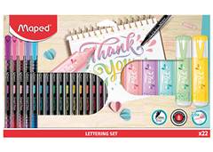 CANETA ESFEROGRAFICA + MARCA TEXTO MAPED LETTERING C/22 PECAS