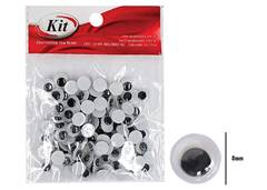 OLHO MOVEL 8MM PRETO C/20 CARTELAS