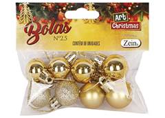 BOLA NATAL LISA 2,5CM C/8 DOURADA