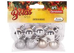 BOLA NATAL LISA 2,5CM C/8 PRATA