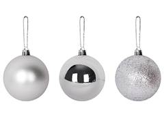 BOLA NATAL LISA 6CM C/3 PRATA