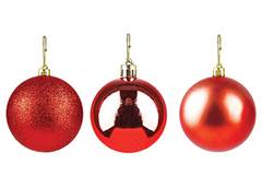 BOLA NATAL LISA TUBO 2,5CM C/8 VERMELHA